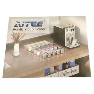 Aitee Acrylic K Cup Holder White Cup Drawer Organizer Tray 35 Capacity (5 x 7)